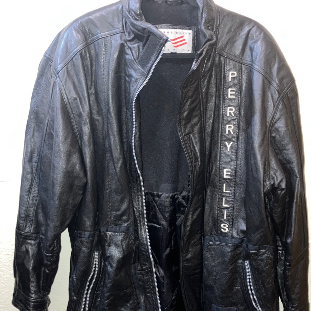 Perry Ellis Black Leather Jacket
